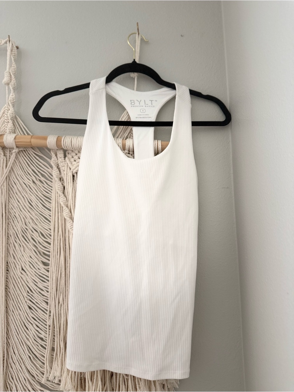BYLT Basics White Ribbed Racerback Tank - Picture 4 of 9